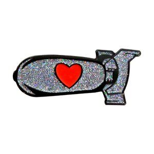 Glitter Bomb Heart Enamel Pin Love War Protest Weapon Funny Alt Apparel Gift NWT